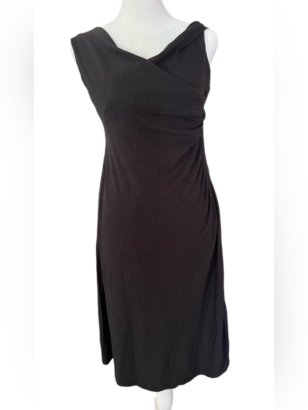 Blue Canoe Organic Cotton Draped Cowl Midi Dress, Size Large, Black